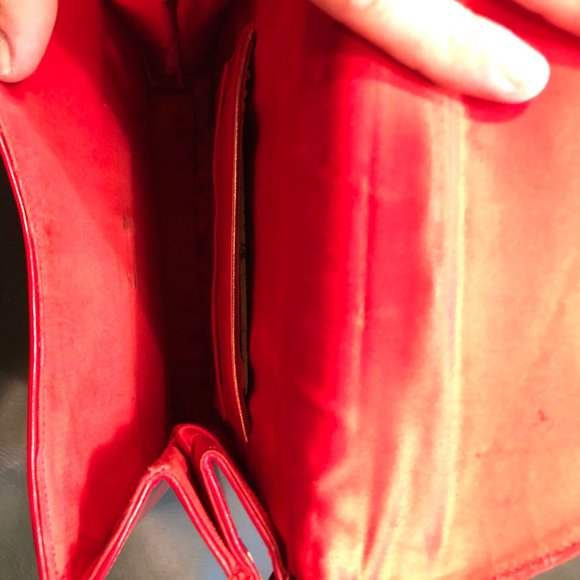 Vintage Small Structured Leather Top Handle Handbag Purse - Red / Orange / Rust - Picture 13 of 16